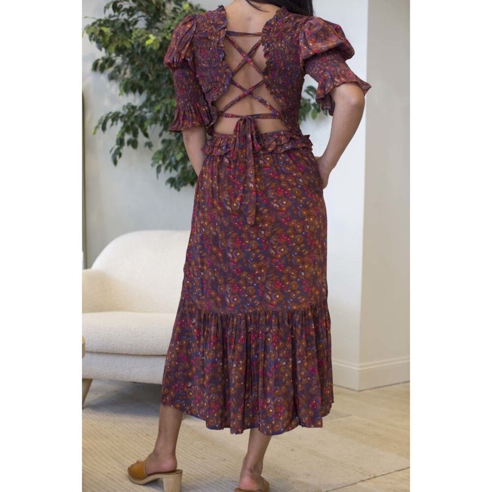 Sea New York Ilana Ikat Dress Lace Up Back Size Medium